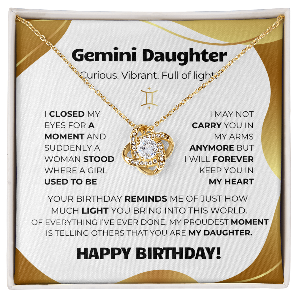 Gemini Birthday Gold (Necklace + Message Card + Gift Box)