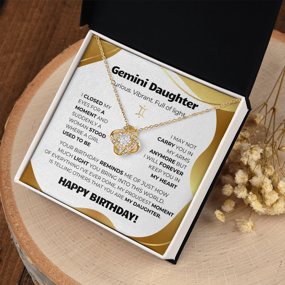 Gemini Birthday Gold (Necklace + Message Card + Gift Box)