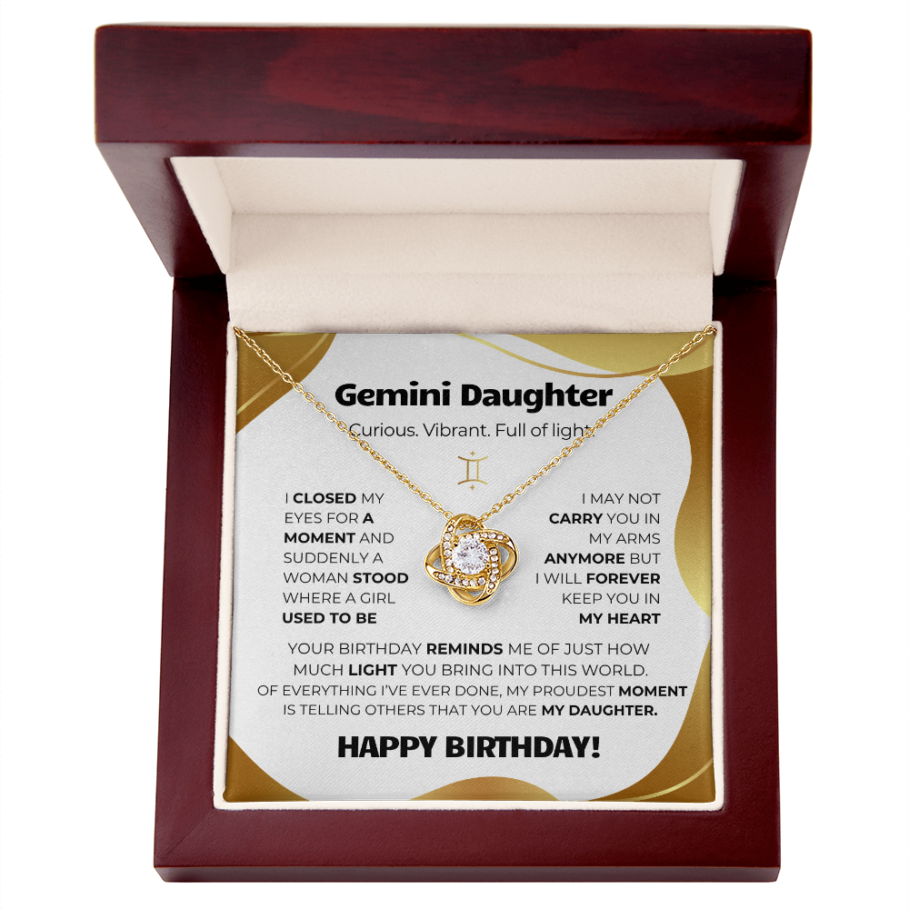 Gemini Birthday Gold (Necklace + Message Card + Gift Box)