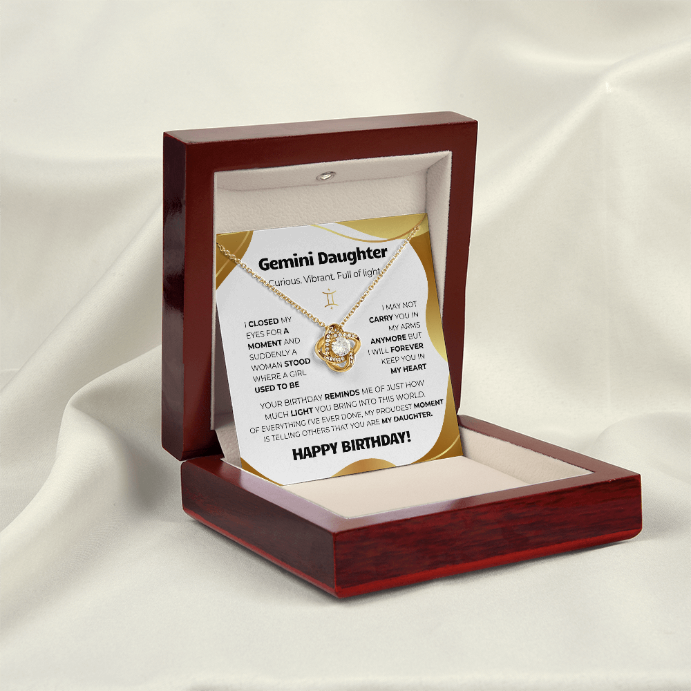 Gemini Birthday Gold (Necklace + Message Card + Gift Box)
