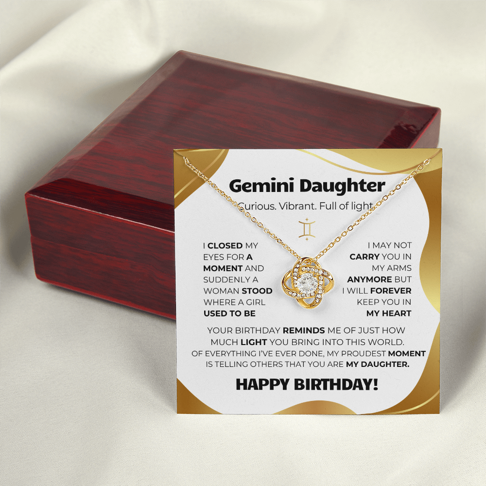 Gemini Birthday Gold (Necklace + Message Card + Gift Box)