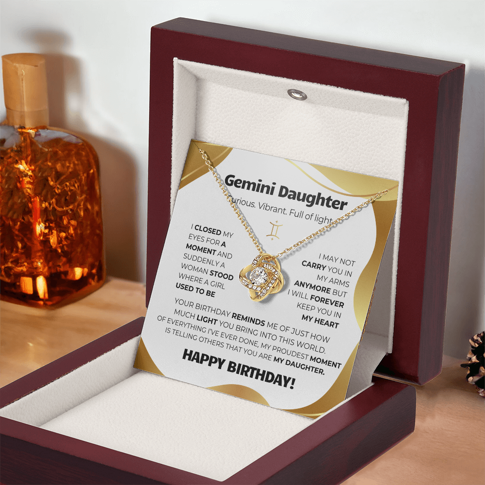 Gemini Birthday Gold (Necklace + Message Card + Gift Box)