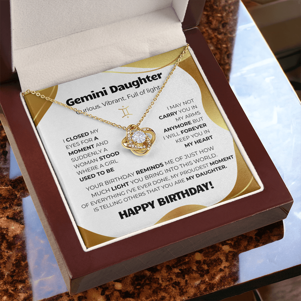 Gemini Birthday Gold (Necklace + Message Card + Gift Box)