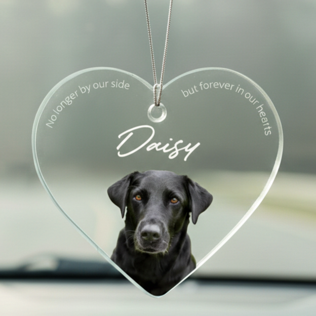 Heart - Personalized Dog Memorial Car Charm, Dog Sympathy Gift