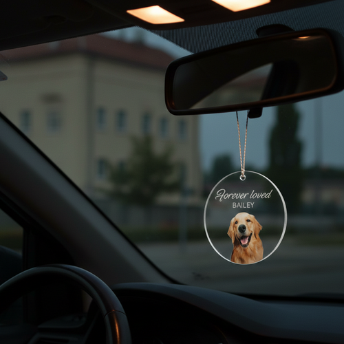 Circle - Personalized Dog Memorial Car Charm, Dog Sympathy Gift