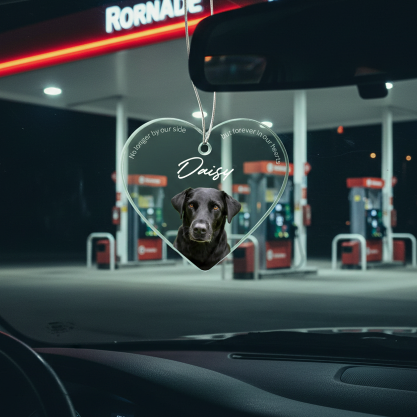 Heart - Personalized Dog Memorial Car Charm, Dog Sympathy Gift