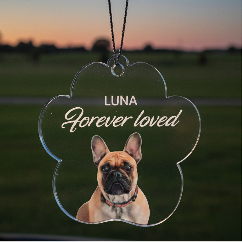 Paw - Personalized Dog Memorial Car Charm, Dog Sympathy Gift
