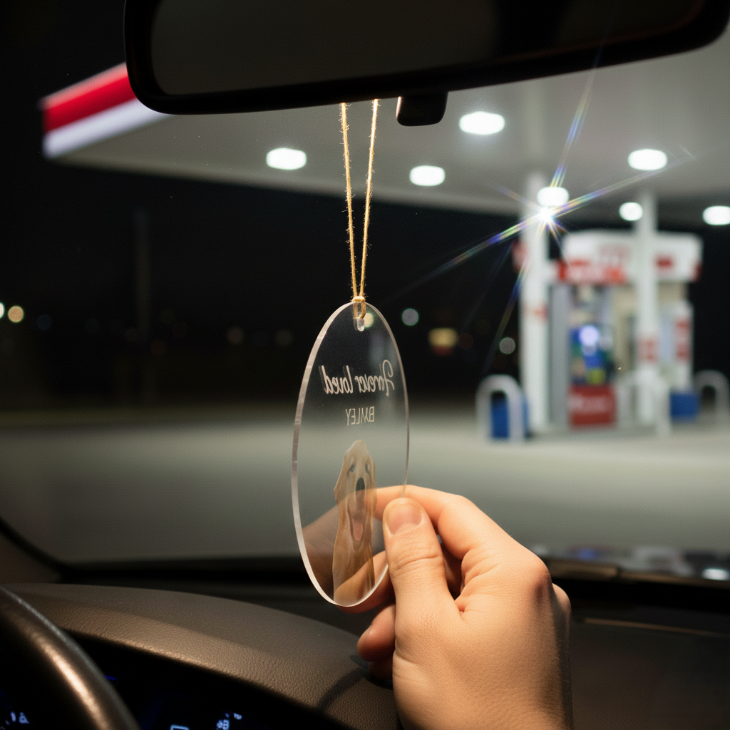 Circle - Personalized Dog Memorial Car Charm, Dog Sympathy Gift