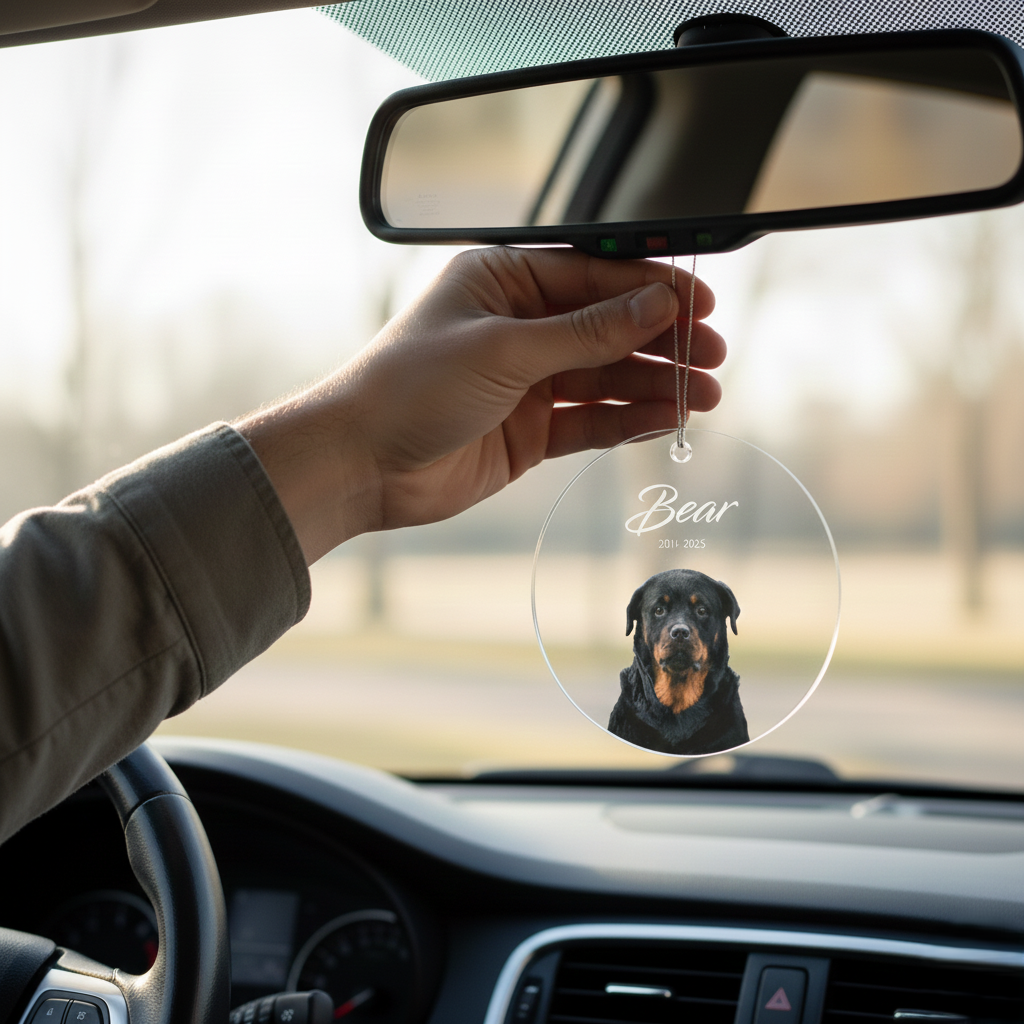 Personalized Dog Memorial Car Charm, Dog Sympathy Gift