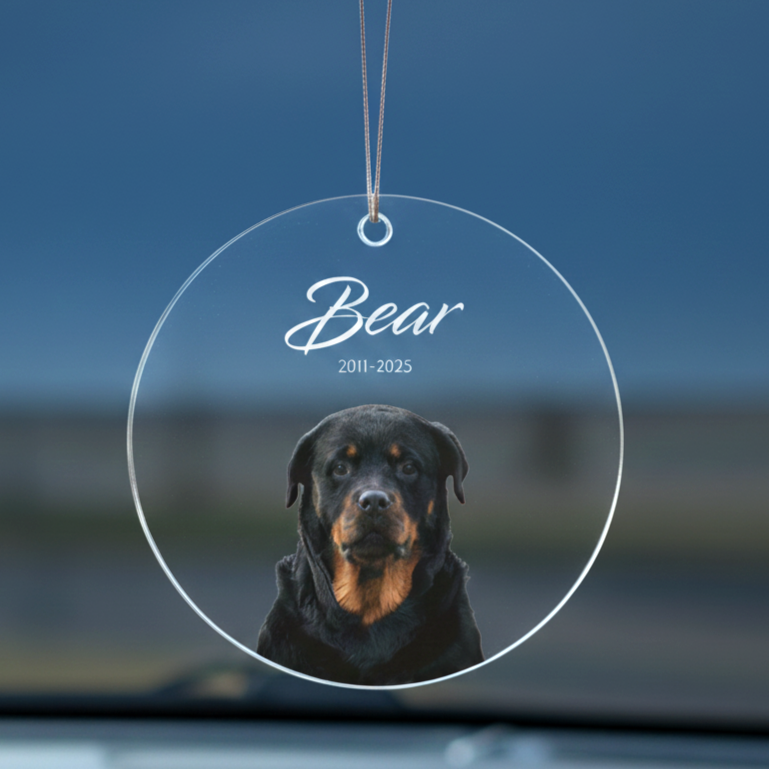 Personalized Dog Memorial Car Charm, Dog Sympathy Gift