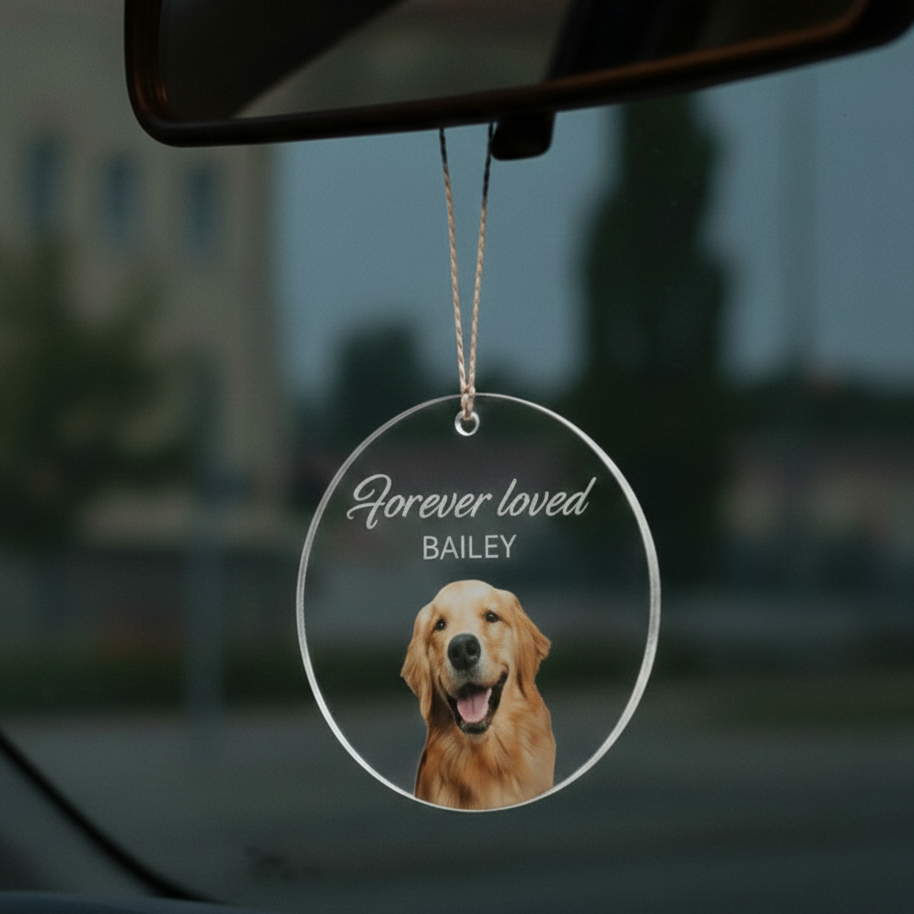 Circle - Personalized Dog Memorial Car Charm, Dog Sympathy Gift