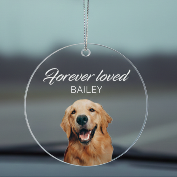 Circle - Personalized Dog Memorial Car Charm, Dog Sympathy Gift