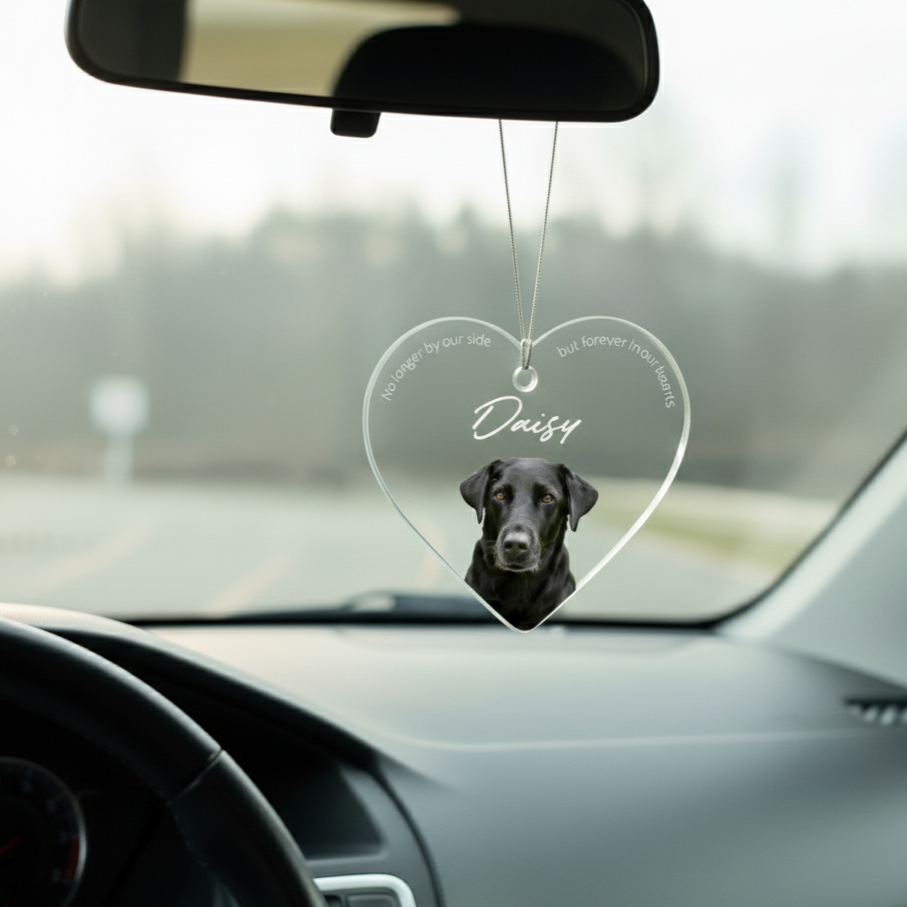 Heart - Personalized Dog Memorial Car Charm, Dog Sympathy Gift