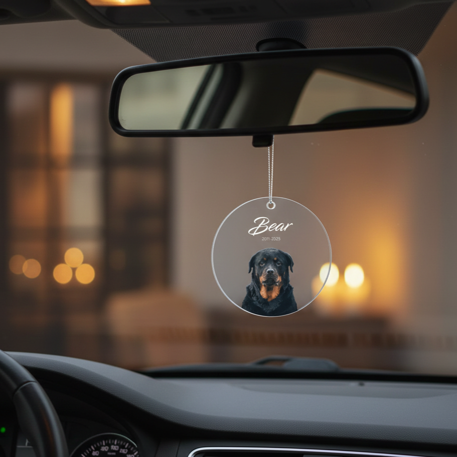 Personalized Dog Memorial Car Charm, Dog Sympathy Gift