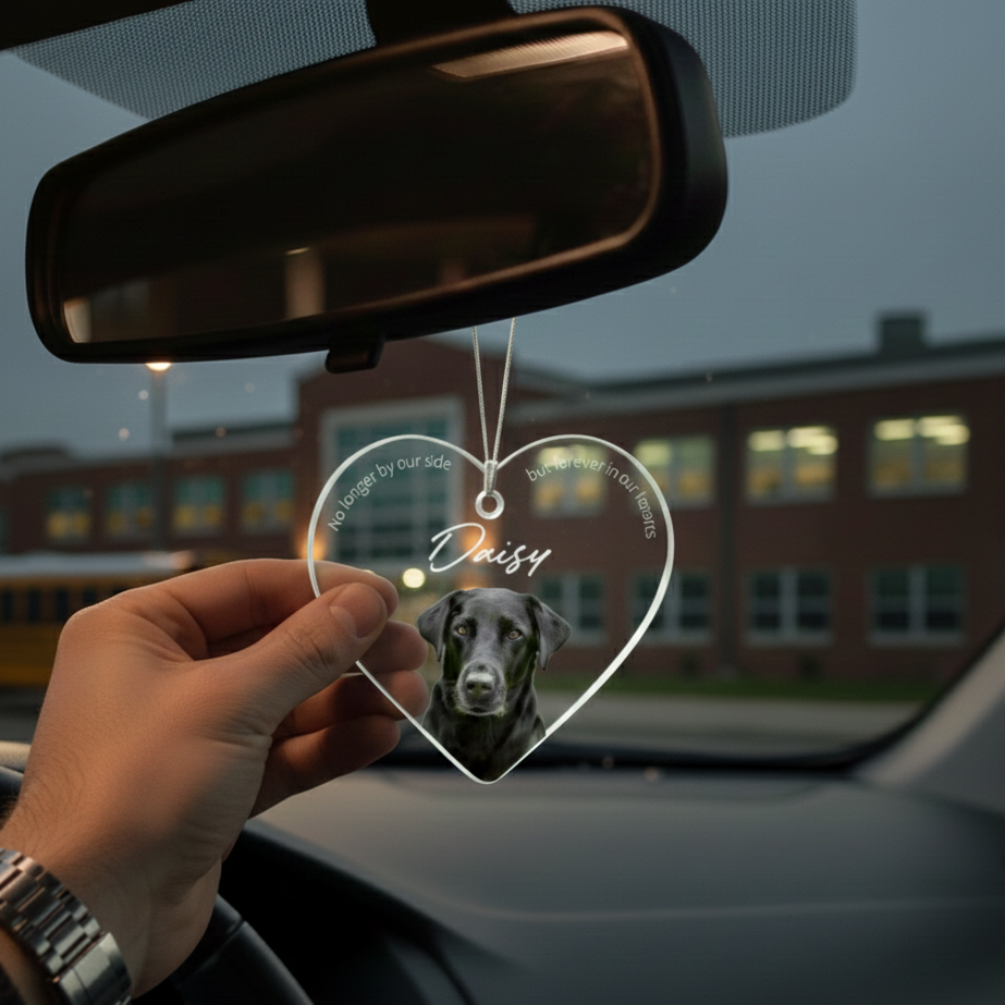 Heart - Personalized Dog Memorial Car Charm, Dog Sympathy Gift