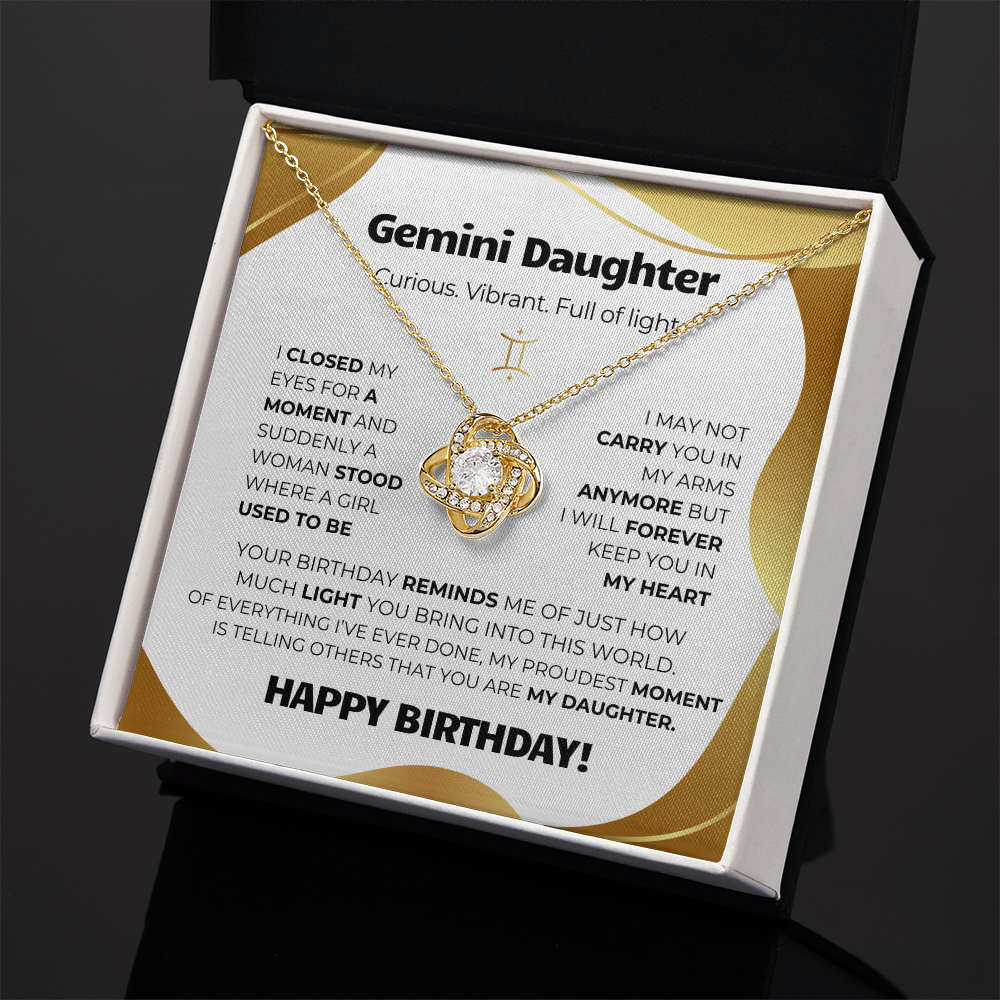 Gemini  Birthday Gold (Necklace + Message Card + Gift Box)