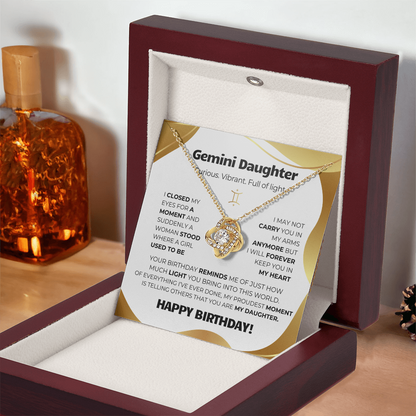 Gemini  Birthday Gold (Necklace + Message Card + Gift Box)