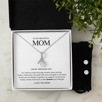 To My Mom Wedding Gift Set - (Necklace + Free earrings)