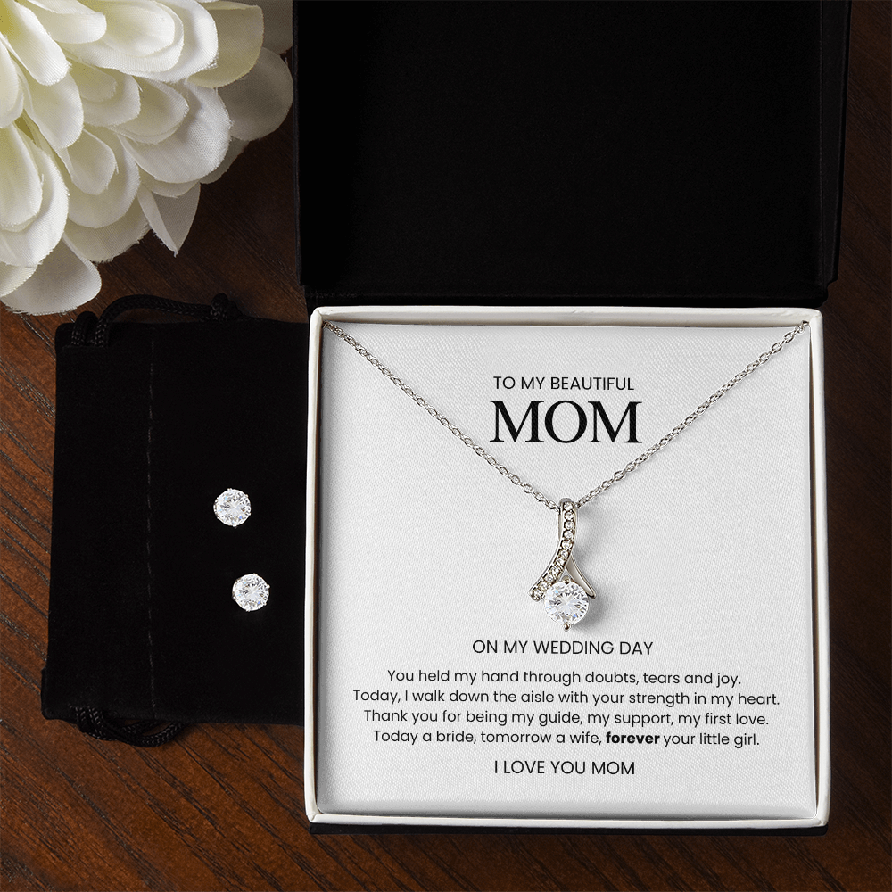 To My Mom Wedding Gift Set - (Necklace + Free earrings)