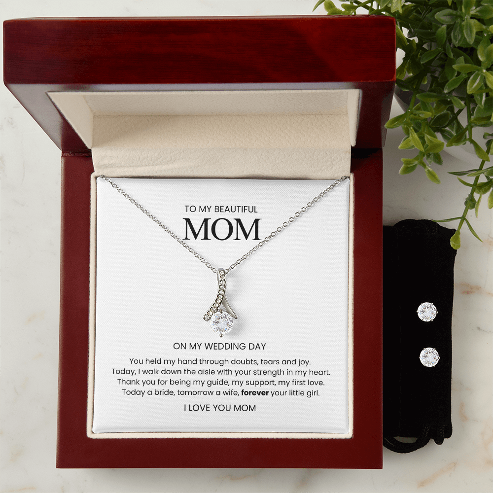 To My Mom Wedding Gift Set - (Necklace + Free earrings)