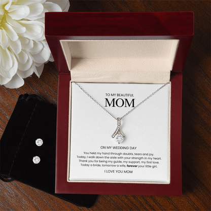 To My Mom Wedding Gift Set - (Necklace + Free earrings)